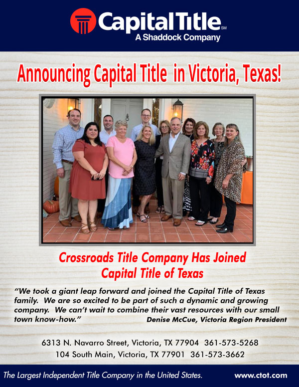 Announcing Victoria Texas location for Capital Title of Texas company
