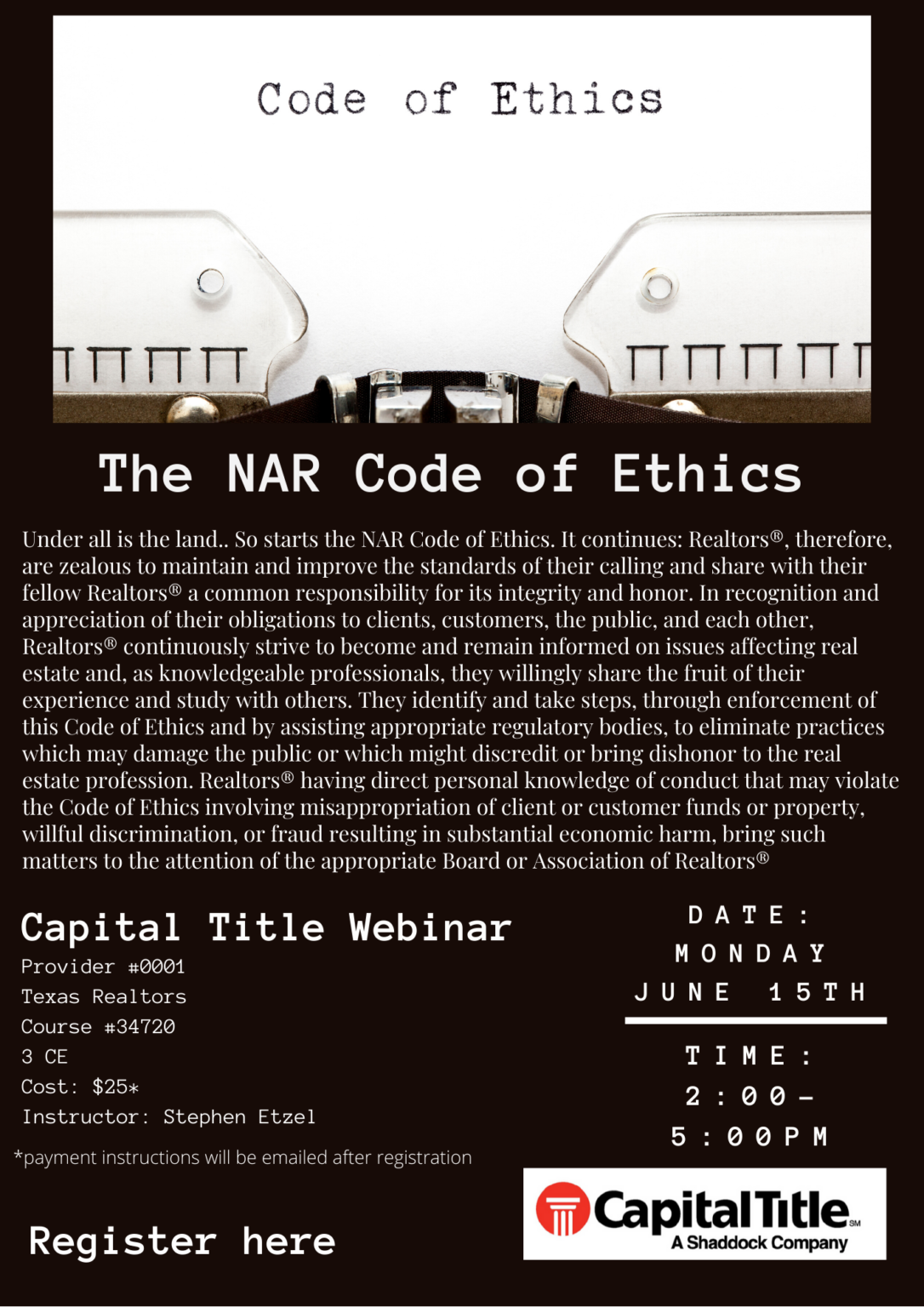 nar code of ethics class