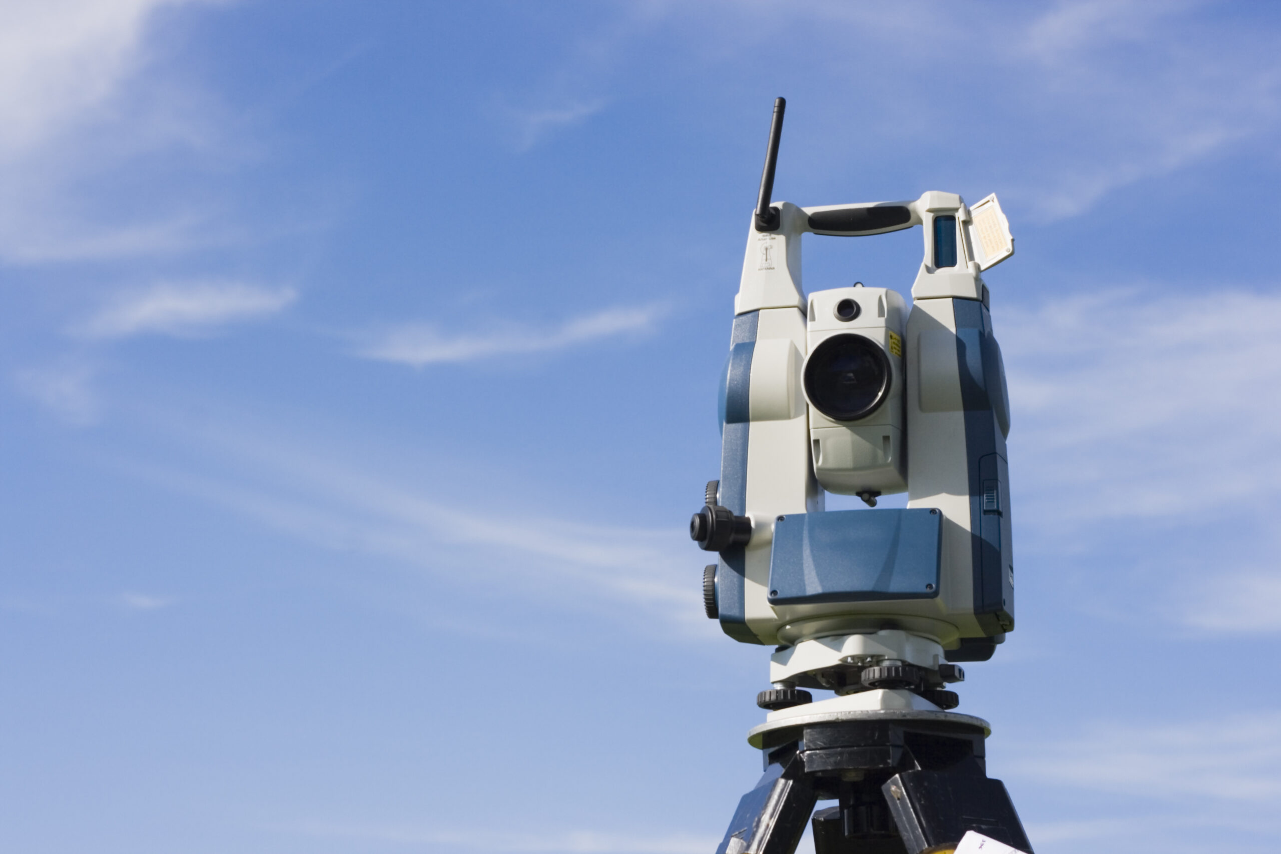 Theodolite against blue sky